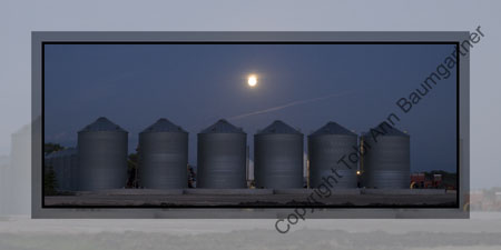 Grain Bins at Night
